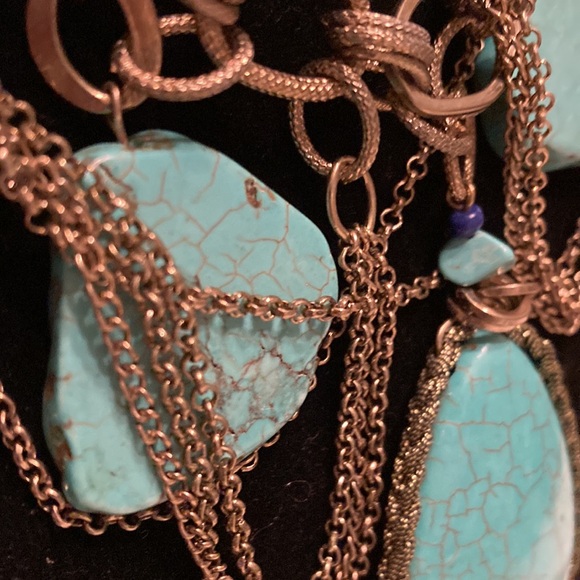 Chico gold tone turquoise necklace. - Picture 4 of 6